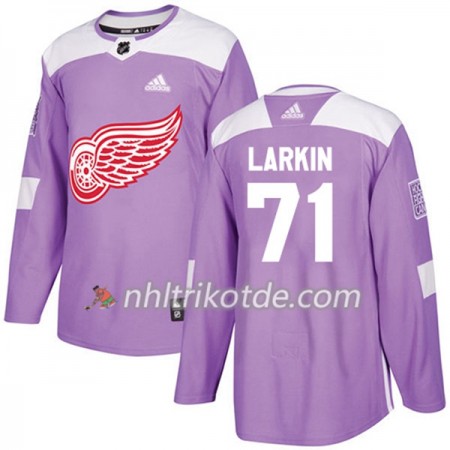 Detroit Red Wings Trikot Dylan Larkin 71 Adidas 2017-2018 Lila Fights Cancer Practice Authentic - Herren